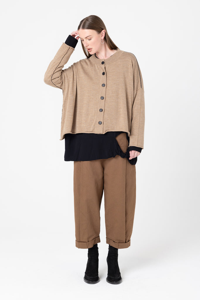 Fine Line Cardigan | Biscuit