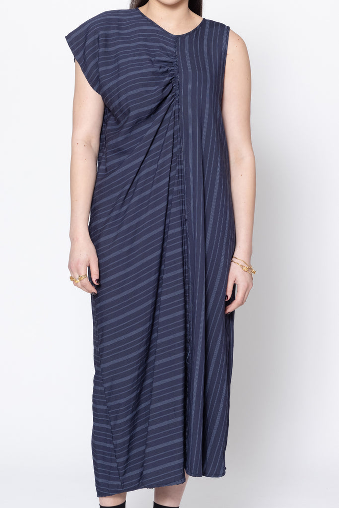 Distort Dress | Navy Stripe