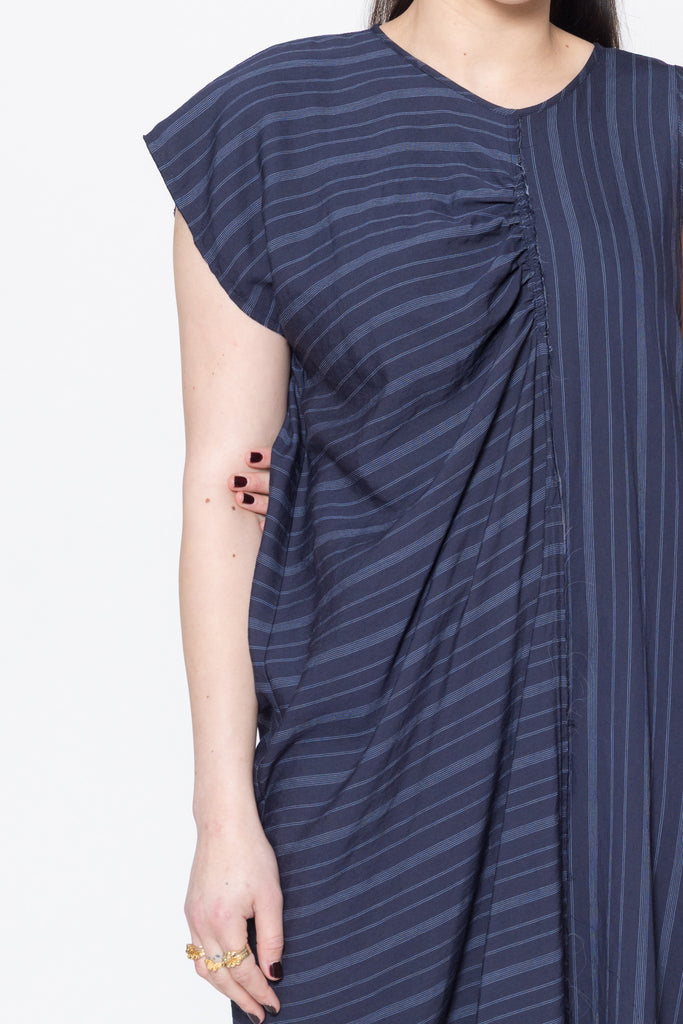 Distort Dress | Navy Stripe