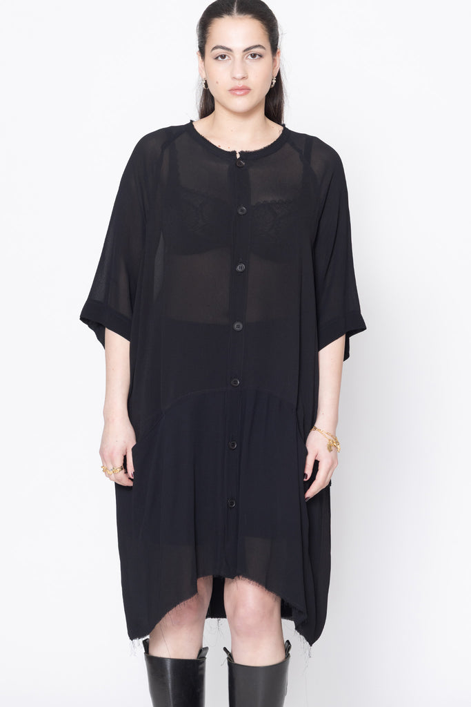 Egos Shirtdress | Black Georgette