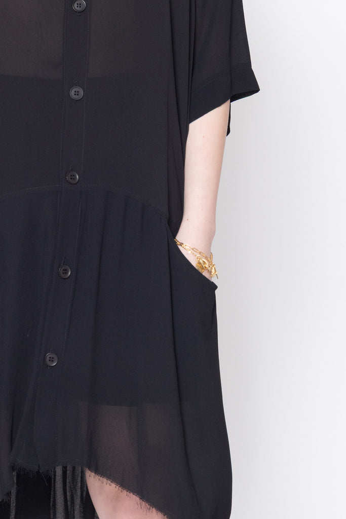 Egos Shirtdress | Black Georgette
