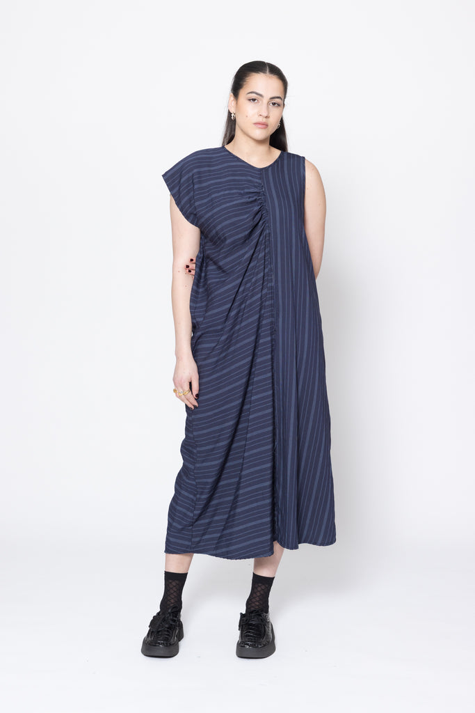 Distort Dress | Navy Stripe