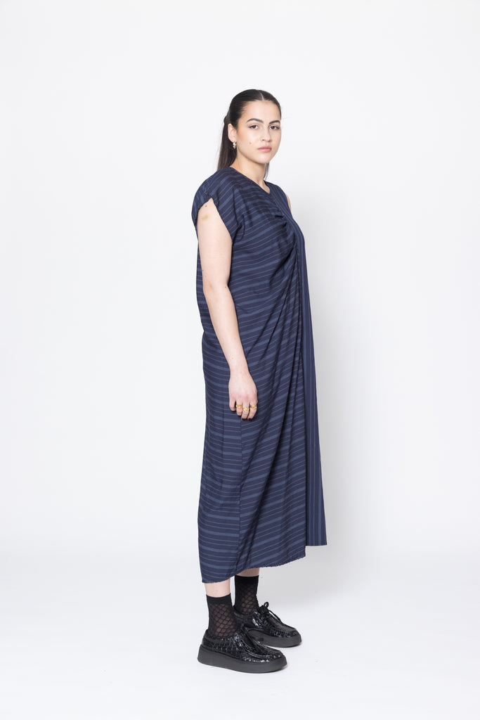 Distort Dress | Navy Stripe