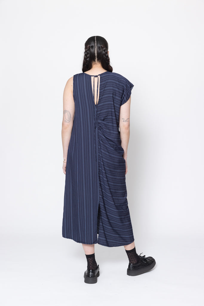 Distort Dress | Navy Stripe