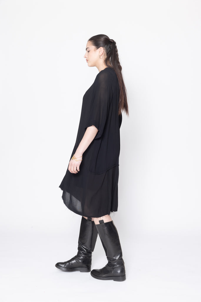 Egos Shirtdress | Black Georgette