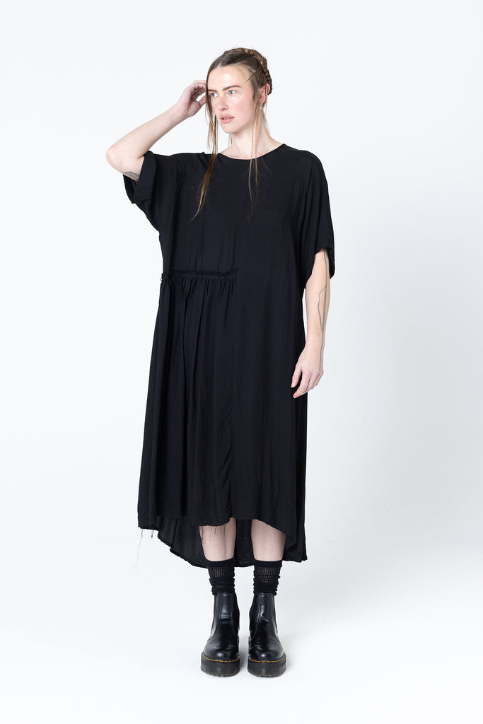 We Float Dress | Black Seersucker