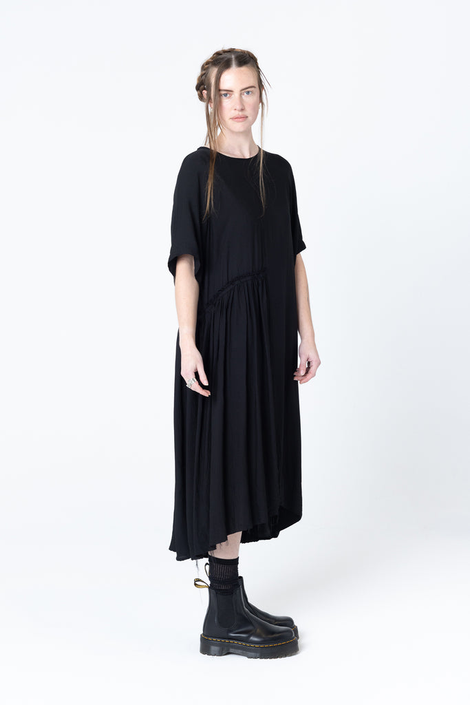 We Float Dress | Black Seersucker
