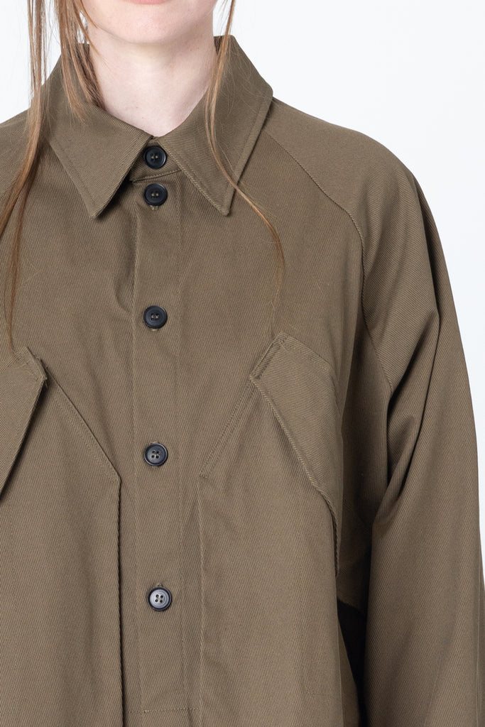 Poised Shirt Jacket | Khaki Twill