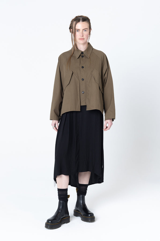 Poised Shirt Jacket | Khaki Twill