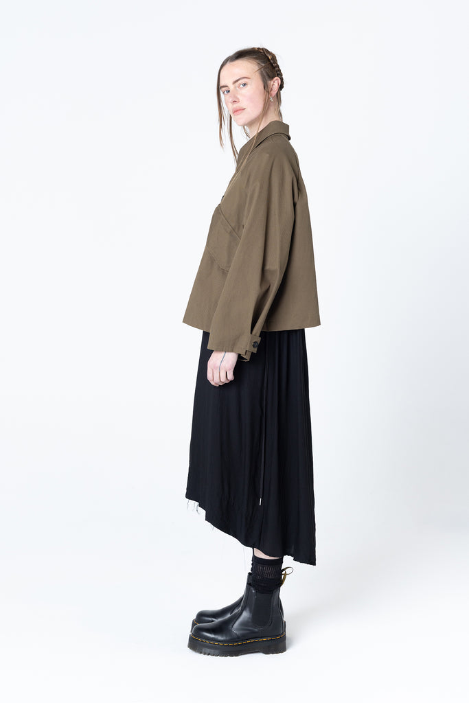 Poised Shirt Jacket | Khaki Twill
