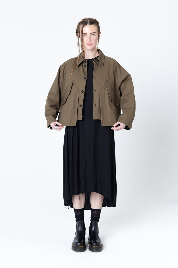 Poised Shirt Jacket | Khaki Twill