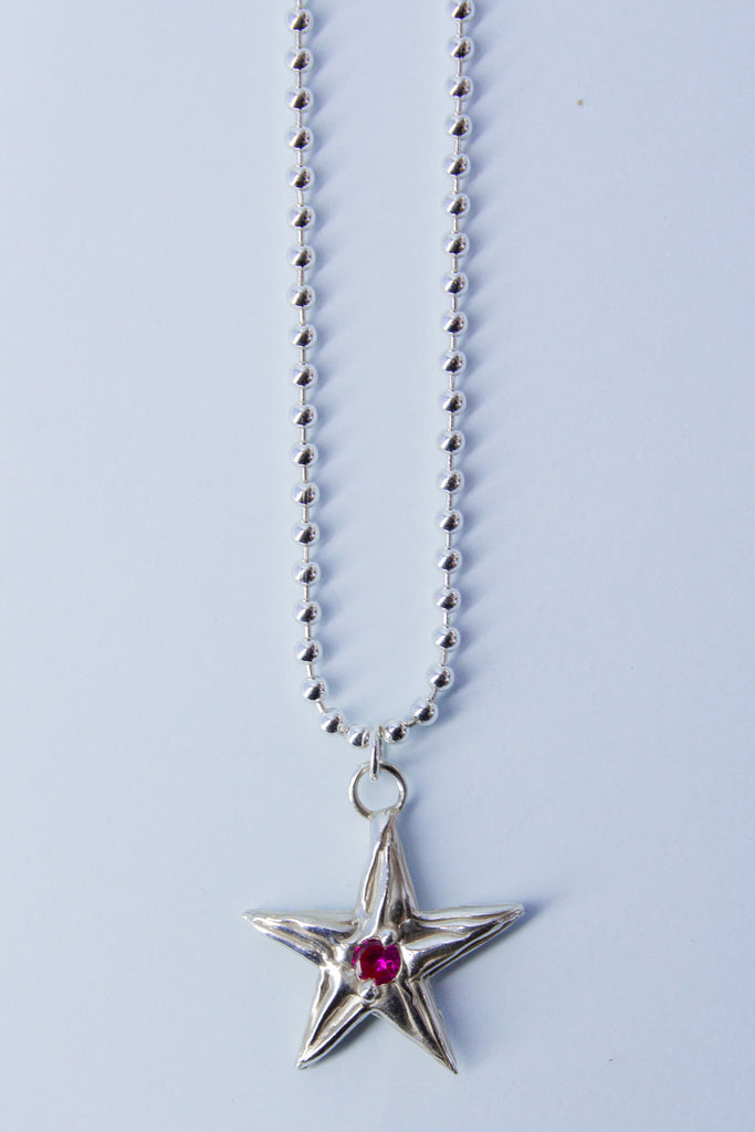 Star Pendant | Silver/Ruby
