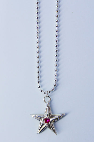 Star Pendant | Silver/Ruby