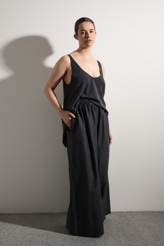 Basis Pant | Black Linen/Cotton