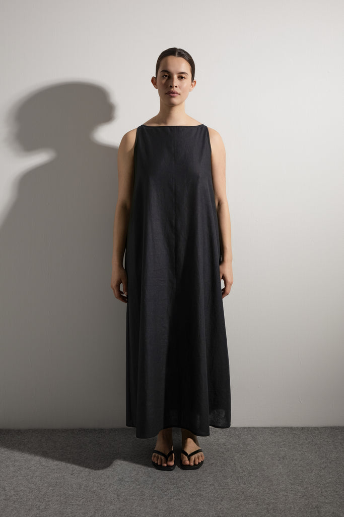 Shift Dress | Black Linen/Cotton