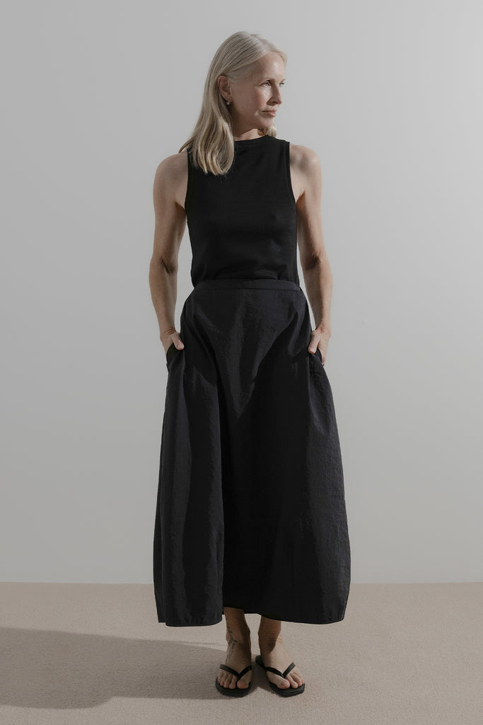 Draw Skirt | Black Nylon - Company Store