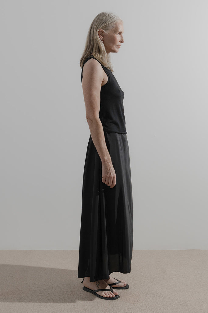 Draw Skirt | Black Linen - Company Store