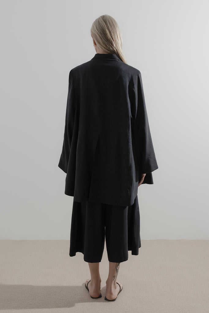 Soft Blazer | Black Silk Linen
