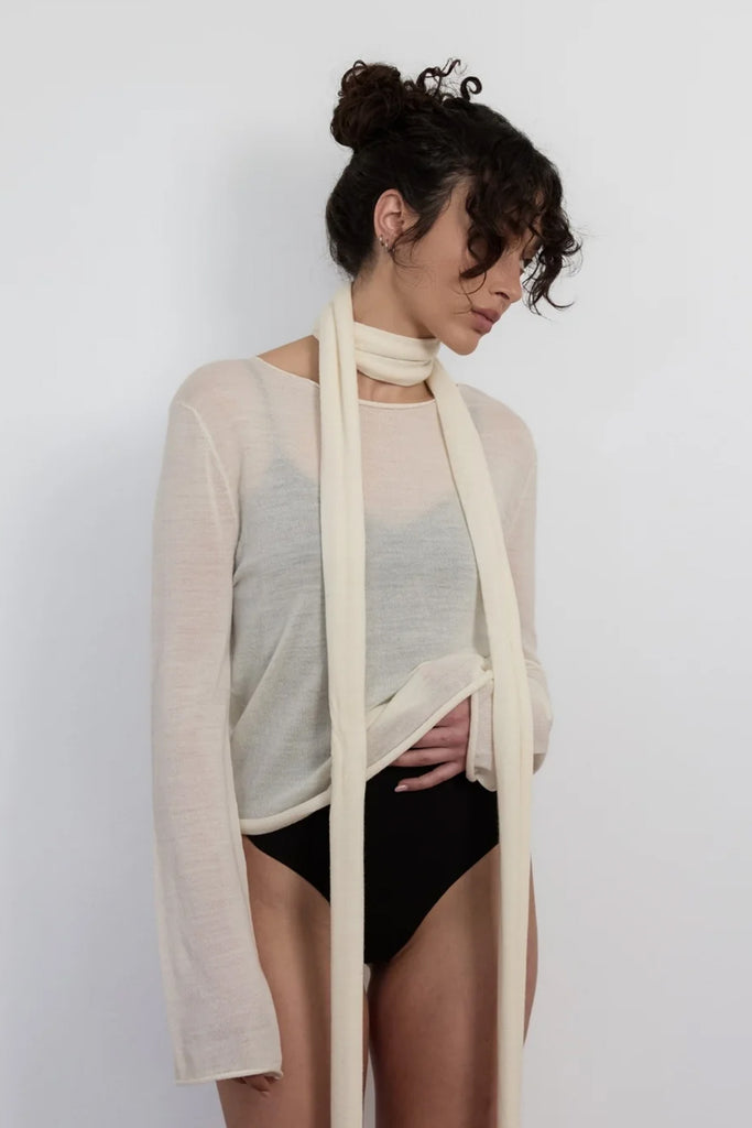 Lightweight Knit and Scarf | Cream