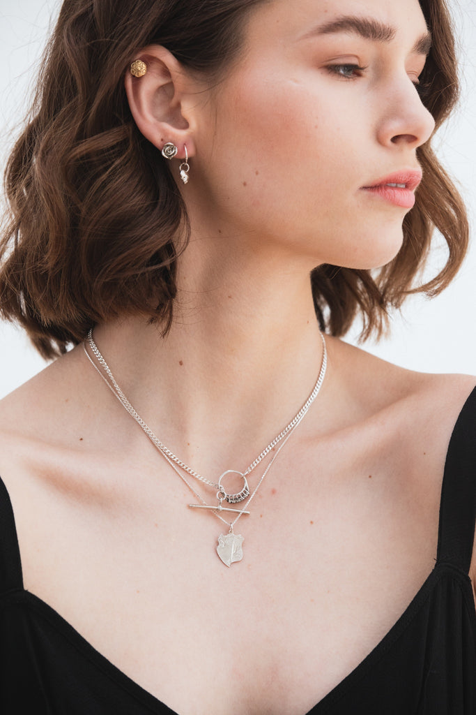 Broken Medal Necklace- Silver - Company Store