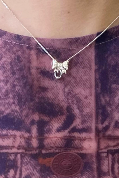 Pierced Baby Bow Necklace | Silver