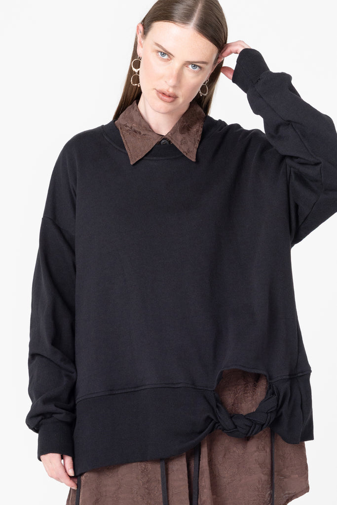 Tangle Sweater | Black Sweatshirting