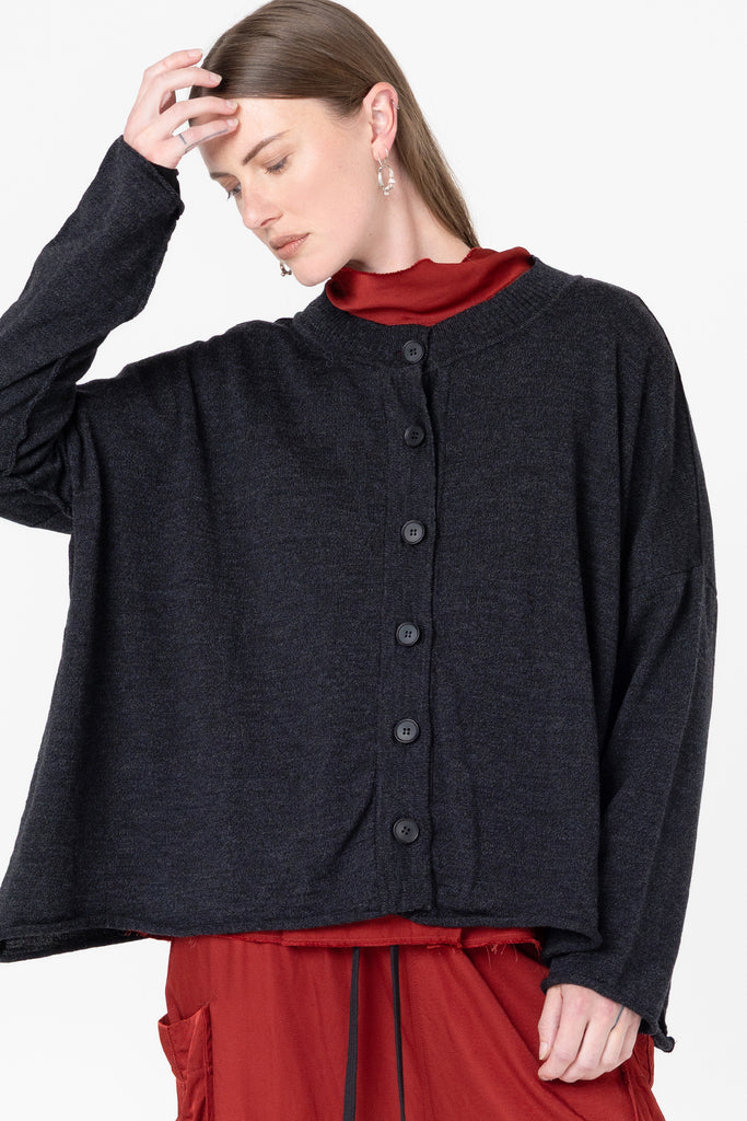Fine Line Cardigan | Charcoal