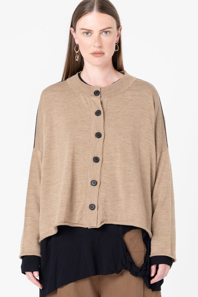 Fine Line Cardigan | Biscuit
