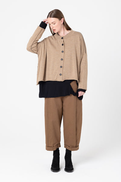 Fine Line Cardigan | Biscuit