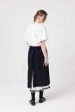 Split Skirt | Black/Ivory Pinstripe