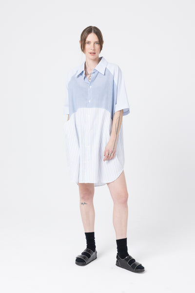 Curve Shirt Jacket | Blue White Stripes