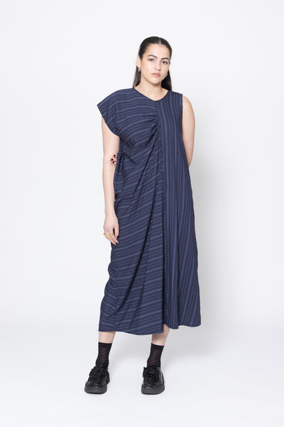 Distort Dress | Navy Stripe