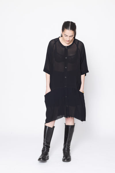 Egos Shirtdress | Black Georgette