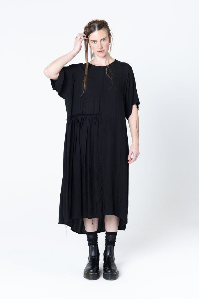 We Float Dress | Black Seersucker