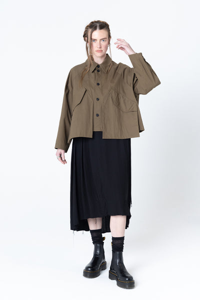 Poised Shirt Jacket | Khaki Twill