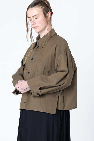 Poised Shirt Jacket | Khaki Twill