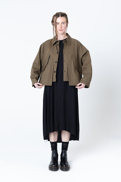 Poised Shirt Jacket | Khaki Twill