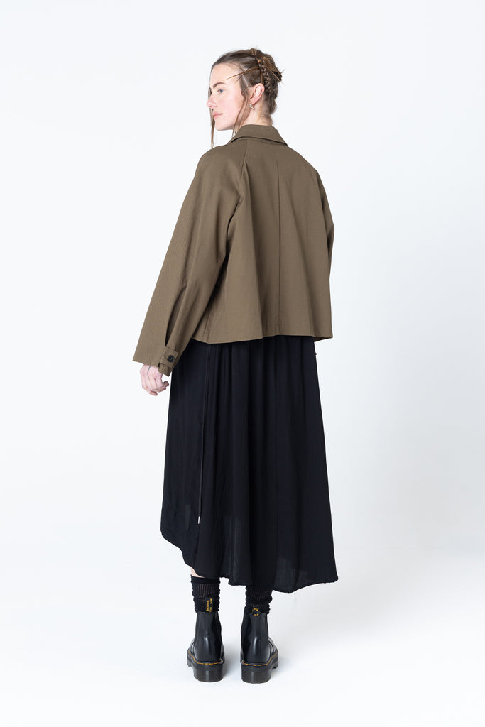 Poised Shirt Jacket | Khaki Twill