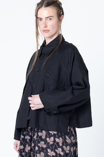 Poised Shirt Jacket | Black Denim