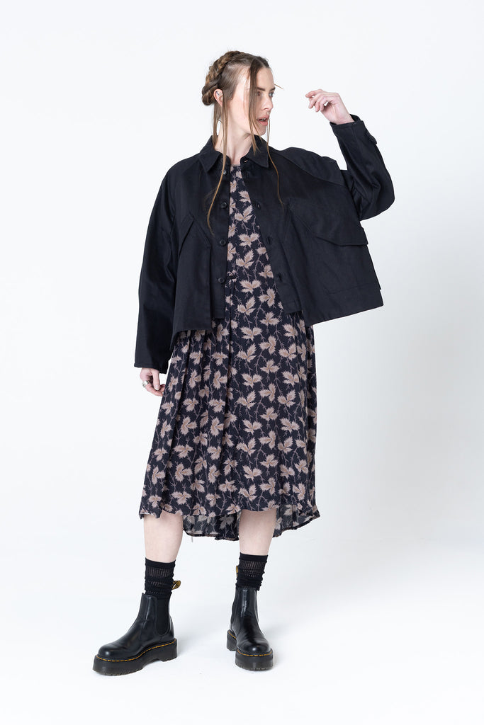Poised Shirt Jacket | Black Denim