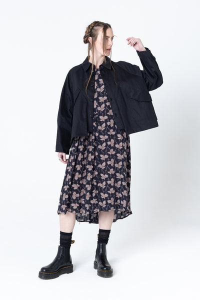 Poised Shirt Jacket | Black Denim