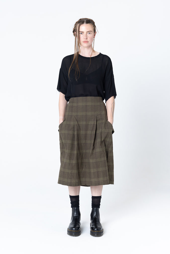 Is It A Skirt | Khaki Plaid