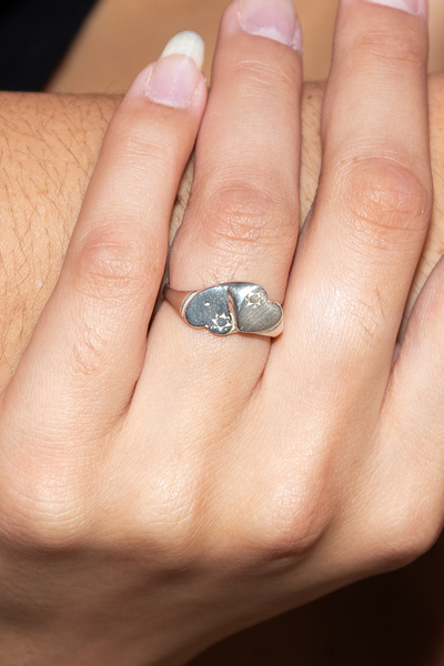 Double Heart Ring | Silver