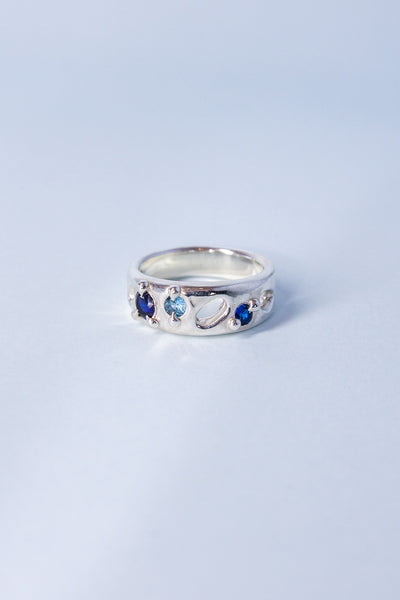 Cavity Ring | Silver/Sapphire/Iolite/Zircon