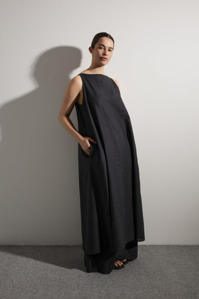 Shift Dress | Black Linen/Cotton