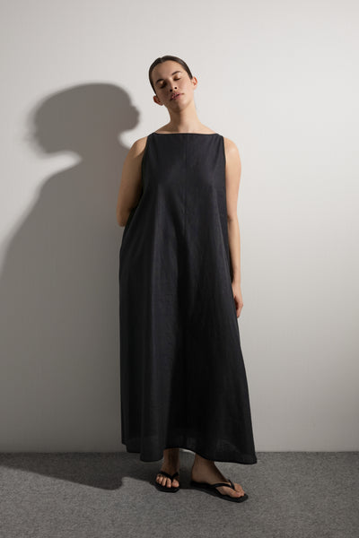Shift Dress | Black Linen/Cotton
