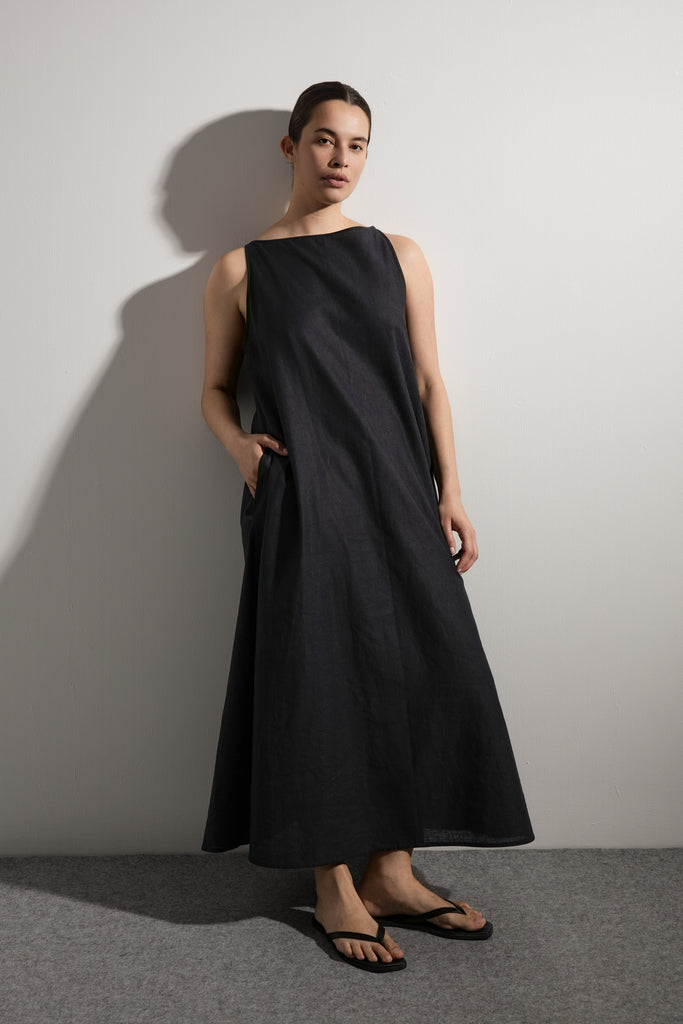 Shift Dress | Black Linen/Cotton