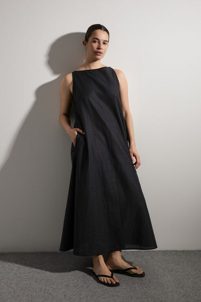 Shift Dress | Black Linen/Cotton