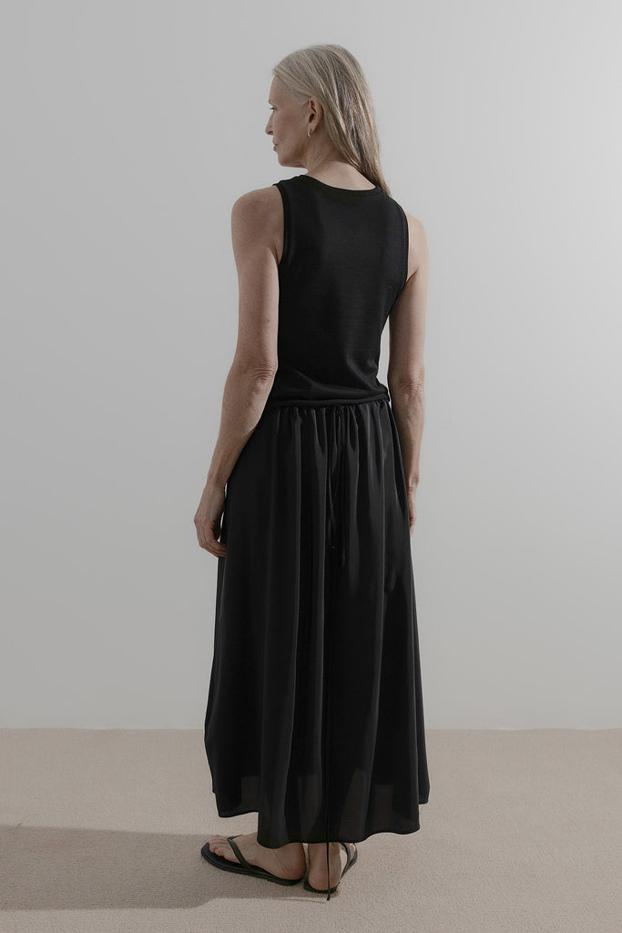 Draw Skirt | Black Linen - Company Store