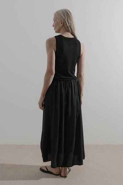 Draw Skirt | Black Linen - Company Store